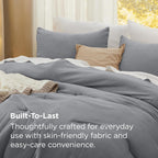 Bedsure King Comforter Set Prewashed Soft Bedding Set 3Pcs Grey 104"x90"
