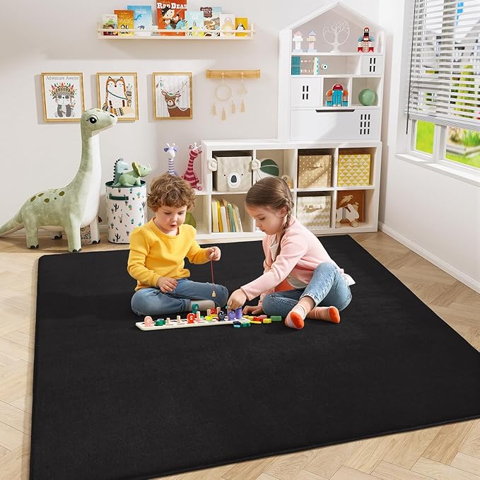 Amearea 6x6 Square Area Rugs for Bedroom Living Room, Modern Black Thickened - Image 6
