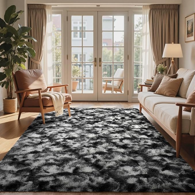 4x6 Ft Shag Area Rug for Bedroom Living Room, Tie-Dyed Ultra Soft Fluffy Furry by Cuzwlovita