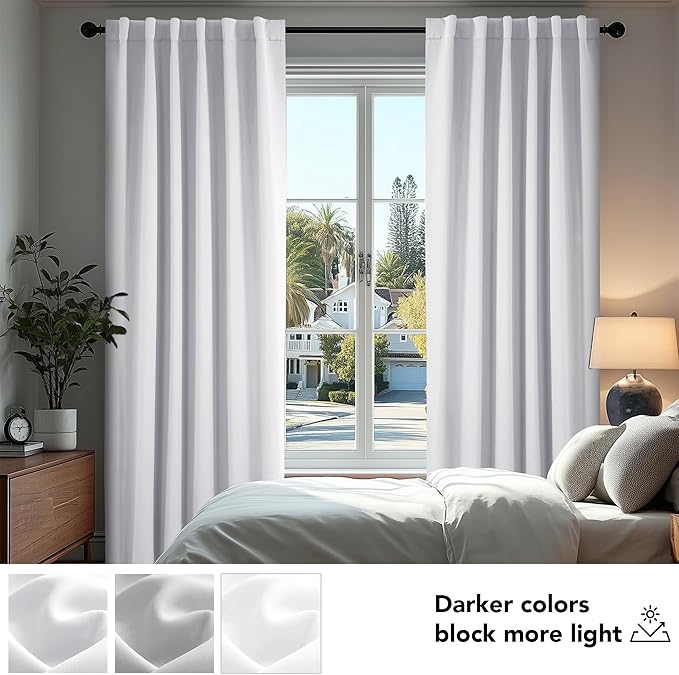 Deconovo Blackout Curtains, Thermal Insulated, W70 x L108 2 Panels, Back Tab - Image 4