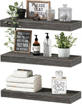 QEEIG Floating Shelves for Wall Small Shelf (Grey, Set of 3, 15.7" x 6.7")