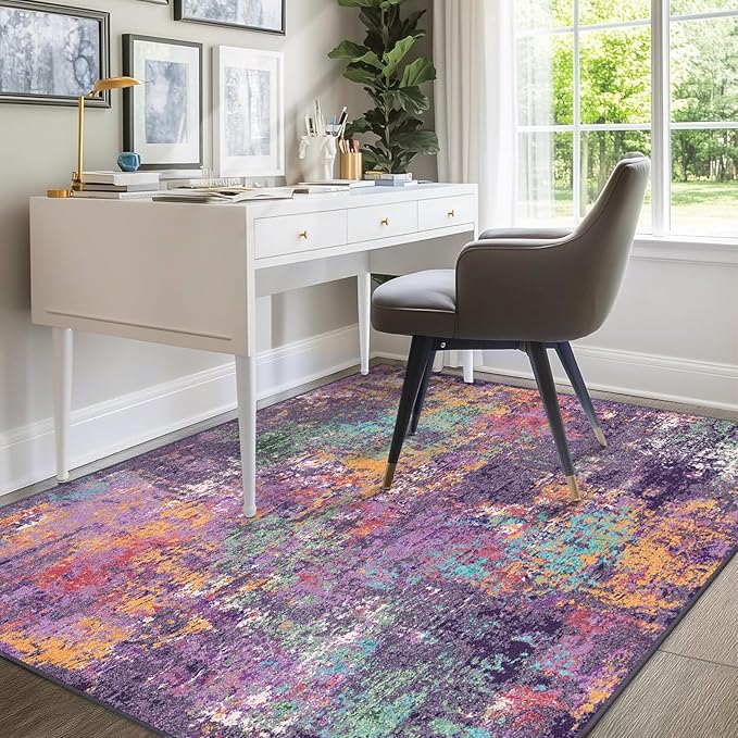 Washable Area Rugs 6'x9' Non-Slip Modern Abstract Soft - Image 8