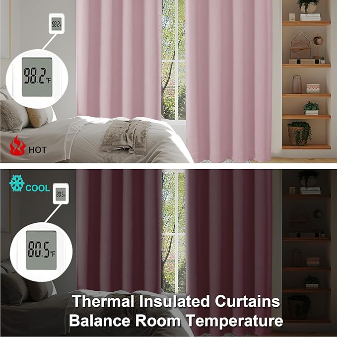 Simplebrand Ava Blush Short 36 Inches Blackout Curtain 2 Panels Set, Half - Image 6
