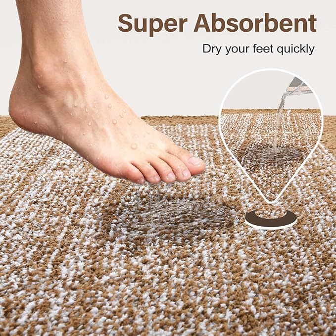 70x24 Long Bathroom Rugs Washable Non Slip, Coffee Bath Mat - Image 7