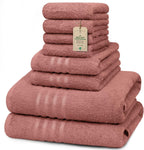 CORE 8-Piece Cotton Towel Set for Bathroom | Value Pack, Soft, Absorbent, Lightweight, Minimalist — 2 Bath Towels (27x54 in), 2 Hand Towels (16x24 in) & 4 Washcloths (12x12 in), Dune Red