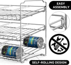 Simple Houseware Stackable Can Rack, Silver, Adjustable Plastic Dividers, Holds 36 Cans