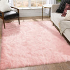 Goolela Pink Area Rug 6x9 Fluffy Fuzzy Furry Sheepskin Rug by Goolela