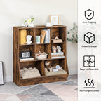 HOOBRO Kids Bookshelf, Toy Storage Cabinet, Kids Toy Organizer, 8 Cubicles, Bookcase Footboard, Bookshelf for Kids, for Playroom, Bedroom, Nursery, School, Rustic Brown FG35CW01G1