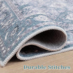 SERISSA Boho Area Rug 5x7 Blue Grey, Washable Large Rugs - Image 7