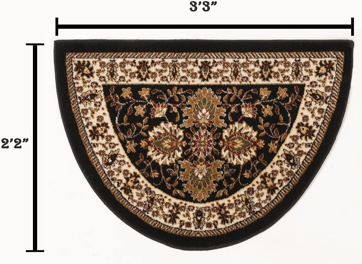 GAD Hearth Slice Fireplace Rug, Classic, Traditional, Log Cabin Decor, Accent Rug, Fire Resistant Mat, Stain Resistant, Area Rug for Bedroom, Living Room, Entryway, 2'2"x3'3" (Black/Cream)