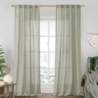 LAMIT Sage Grey Linen Boho Curtains 84 inch Length 2 Panels, Light Filtering by LAMIT