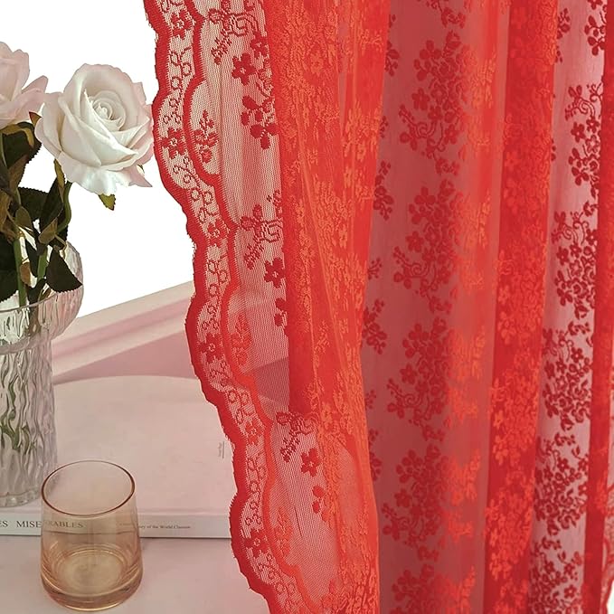 YJ YANJUN Vintage Lace Curtains 90 Inches Long 2 Panels - Image 5