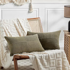 Fancy Homi 2 Packs Olive Green Long Lumbar Decorative Throw Pillow Covers 12x24 by Fancy+Homi