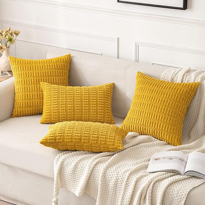 MIULEE Pack of 2 Corduroy Decorative Euro Sham Throw Pillow Covers 24x24 Inch - Image 4