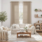 Nanspring Sepia Beige Linen Curtains 84 Inch Length 2 Panels Set - Image 6