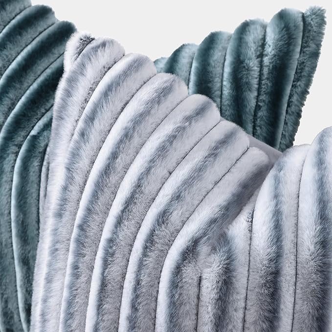 decorUhome Cozy Faux Fur Throw Pillow Covers 22x22 Set of 2 Decorative Soft - Image 2