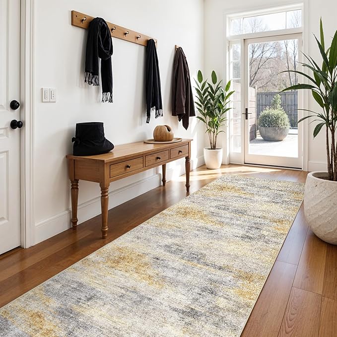 3x10 Washable Kitchen Runner Rug: Modern Abstract Runners - Image 2