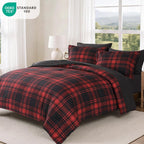 MaiRêve Plaid Queen Comforter Set Red Black 7 Pieces Bed in a Bag