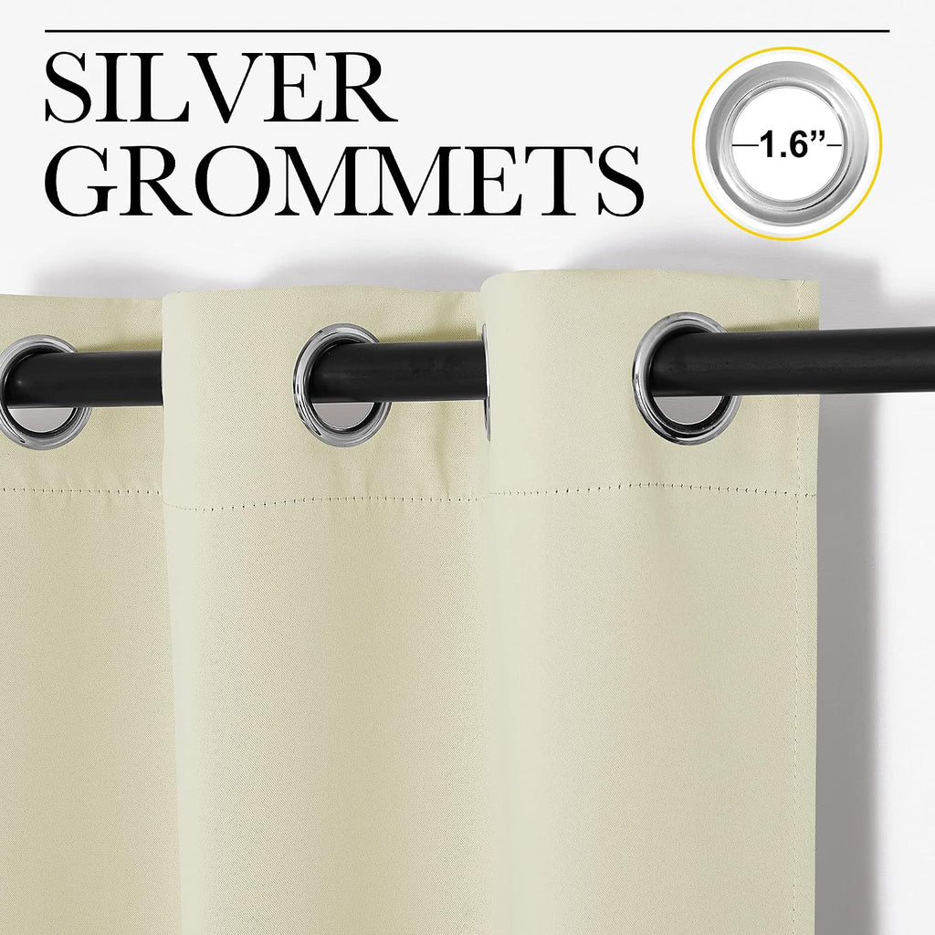 NICETOWN Beige Room Darkening Curtains for Kitchen 42" w x 48" L 2 Panels