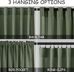 Nanspring Olive Green Linen Curtains 30 Inch Length Short Kitchen, Semi Sheer - Image 2