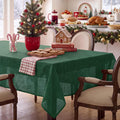 NOVILYS Green Christmas Rectangle Tablecloth with Linen Textured