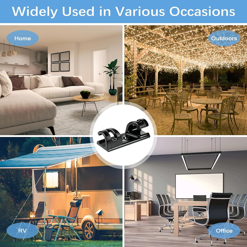 VIPMOON 70PCS Self-Adhesive Cable Clips, Cable Management Clips, L Black