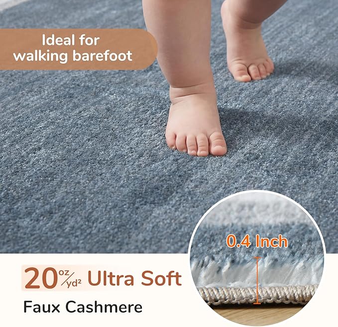 OPPODREAM Border Soft Area Rugs 5x7, Washable Blue Rug - Image 2
