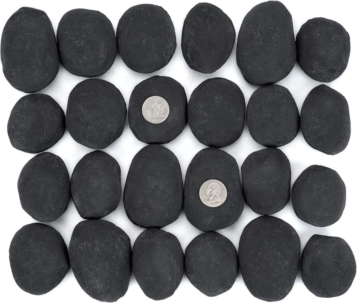 Stanbroil 24pcs Lightweight Ceramic Fiber Pebble Stones for Fire Pit, Black