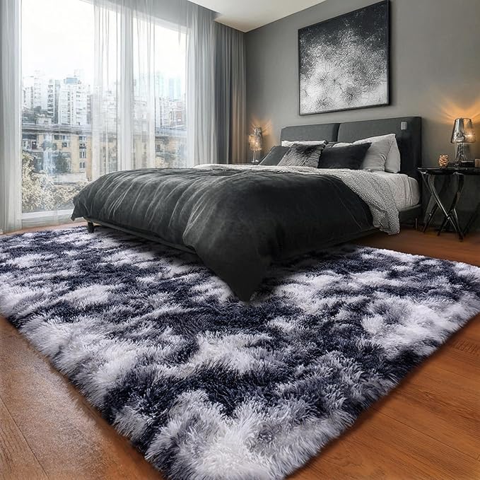 Black and White Rug for Living Room, 8x10 Area Rug for Bedroom, Bedside Indoor - Image 6