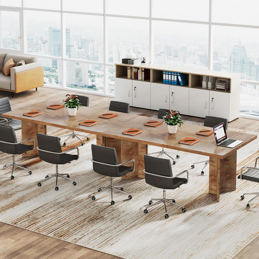 Tribesigns 63-inch Executive Desk, Vintage Home Office Computer Desk with Large Tabletop, Farmhouse Wood Writing Conference Table Workstation for Office, Study, Light Oak Brown