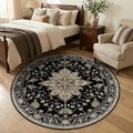 Area Rugs 5ft Washable Non-Slip, Floral Vintage Distress Print Pattern by RELEANY