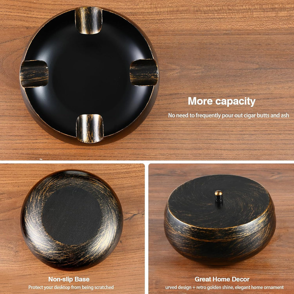 Extra Large Cigar Ashtrays with Lid for Outdoors Indoors Outside Patio Living Room Home Retro Decor,1.3'' Wide Cigar Rest Ashtray for Cigars,Cigar Accessories for Men Dad Husband Boyfriend