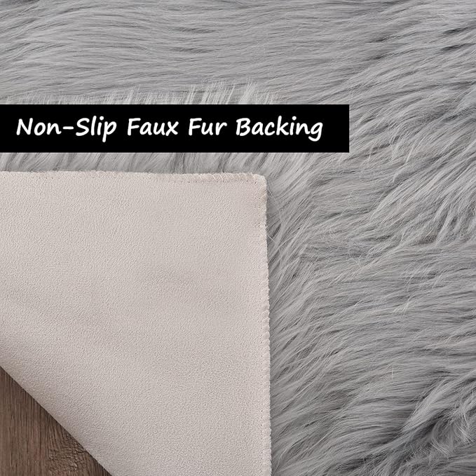 Goolela Grey Fluffy Fuzzy Furry Rug 2x6 - Image 5