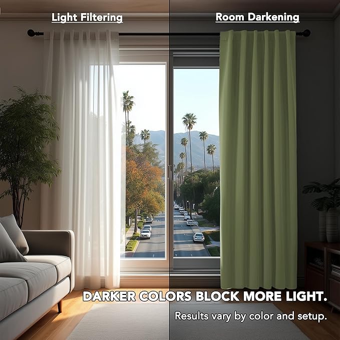 Deconovo Blackout Curtains, Thermal Insulated, W52 x L72 2 Panels, Back Tab - Image 3