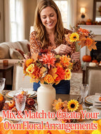 Apipi 6 Bundle Mixed Artificial Fall Flowers for Home Room Table Decor