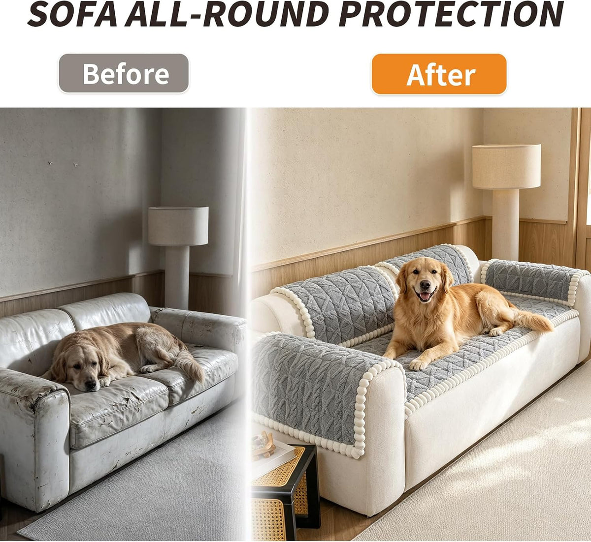 27.6”x27.6” Couch Cover for Dogs, Washable Sofa Protector for Pets