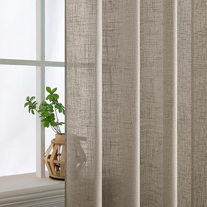 MIULEE Burlywood Birch Linen Curtains 84 Inch Length 2 Panels - Image 5