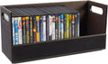 Stock Your Home DVD Storage Box, Movie Shelf Organizer for Blu-Ray, Video Game Cases, CDs, VHS Tape Display Stand, Disc Holder Can Store Up to 28 DVDs, Faux Leather (Espresso)