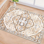 HEBE Washable Area Rug 2'x3' Non Slip Soft Distressed Medallion Bedroom & - Image 6