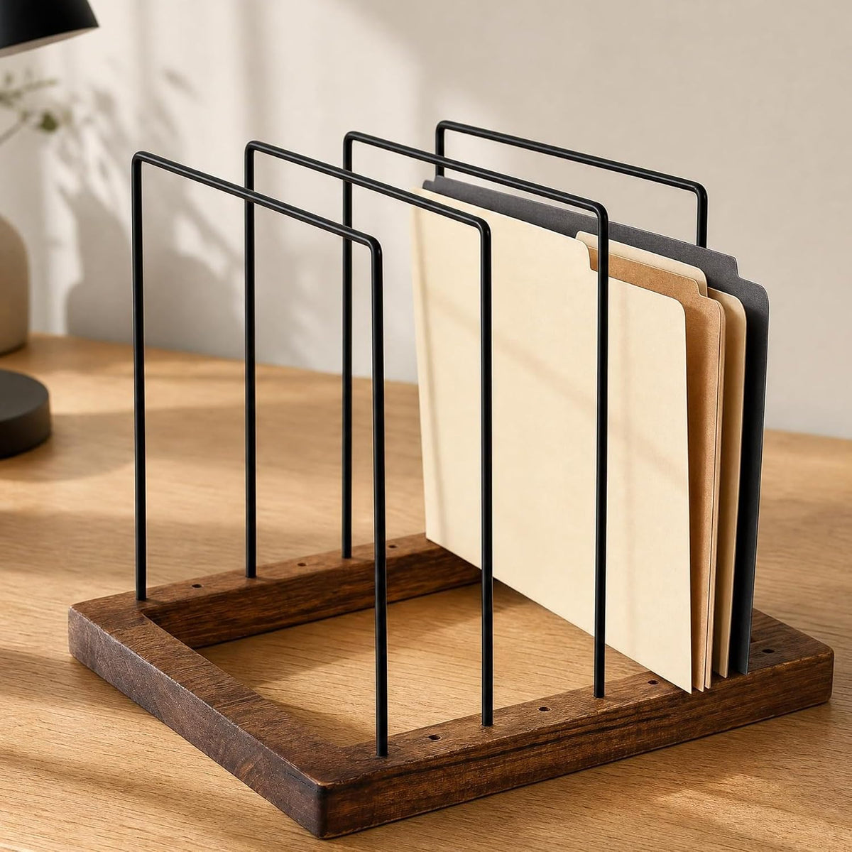 ZICOTO Stylish File Organizer for Desk - Premium Wooden Document Holder