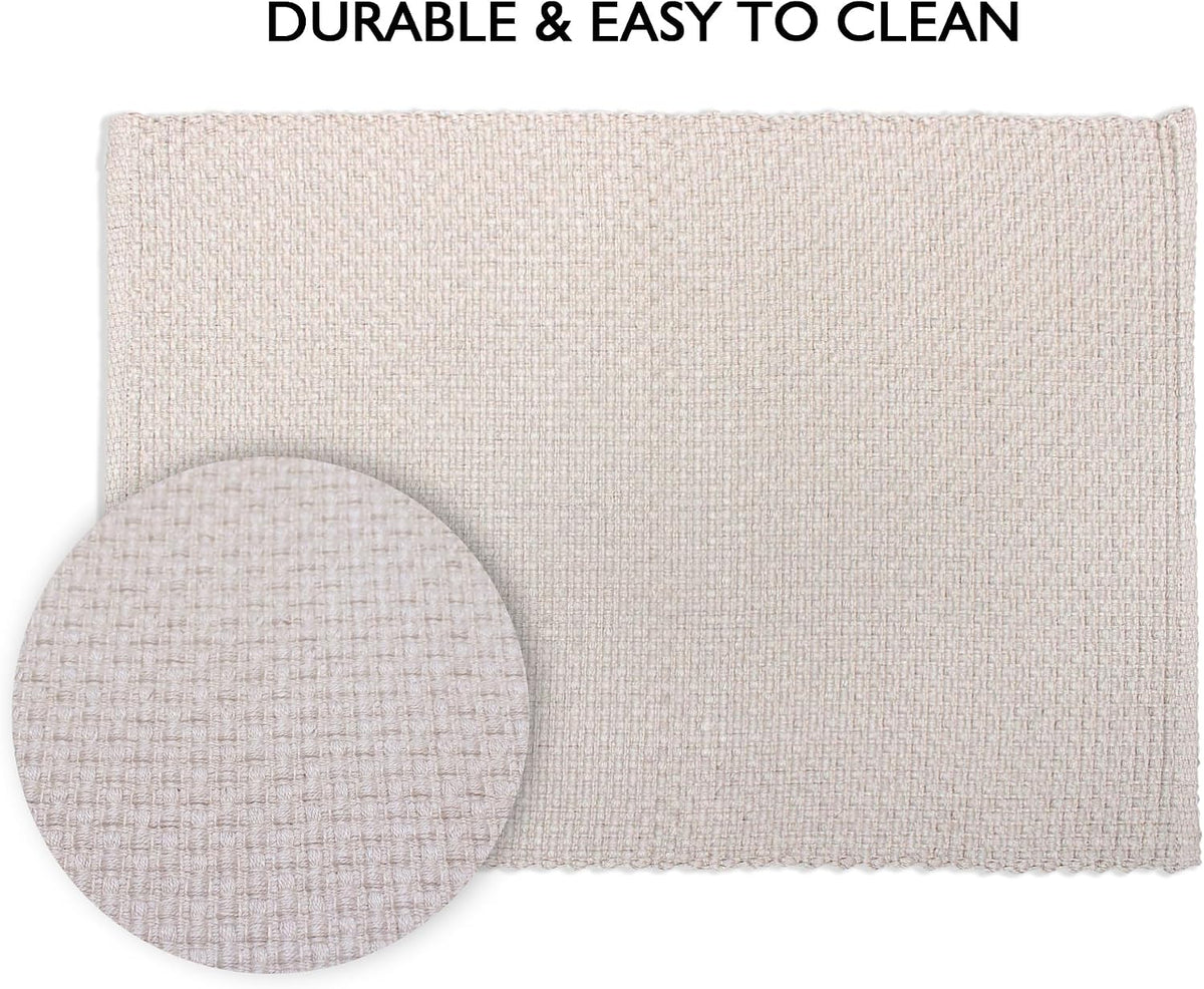 Urban Villa Two Tone Placemat Cotton Tablemat 14x20 (Set of 6) Beige