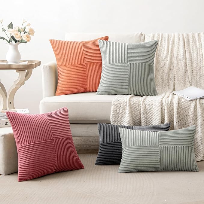 MIULEE Coral Red Decorative Throw Pillow Covers 20x20 Inch - Image 5