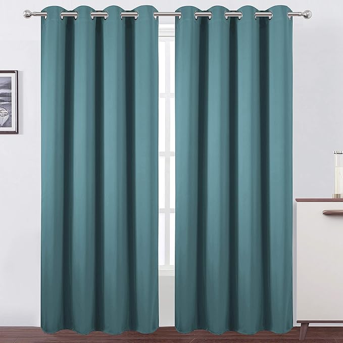 LEMOMO Blackout Curtains 66 x 84 inch/Sea Teal Curtains Set of 2 Panels/Thermal by Lemomo