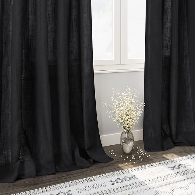 Black Linen Curtains 80 inches Long - Image 5