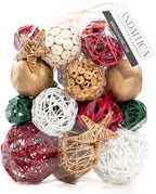 ANDALUCA Decorative Balls Orbs Bag (Red, Green & White)