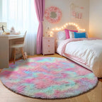 ONASAR Rainbow Round Rugs 6ft for Living Room Bedroom, Fluffy Circle Area Rug - Image 3