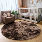 Amdrebio Tie-Dyed Brown Round Circle Rugs 5Ft - Image 8