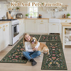 HEBE Boho Kitchen Rugs Set of 3, Non Slip Washable Kitchen Mats for Floor