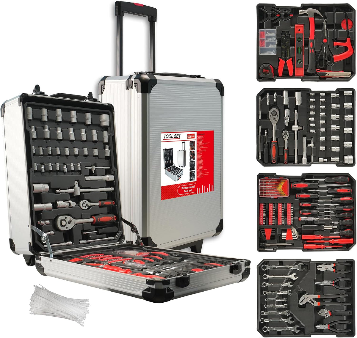 515 PCS General Household Tool Kit Aluminum Trolley Case Tool Set for Men