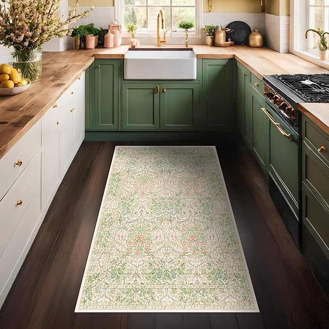 Washable Neutral Floral Living Room Rug, 3x5 Area Rugs - Image 5